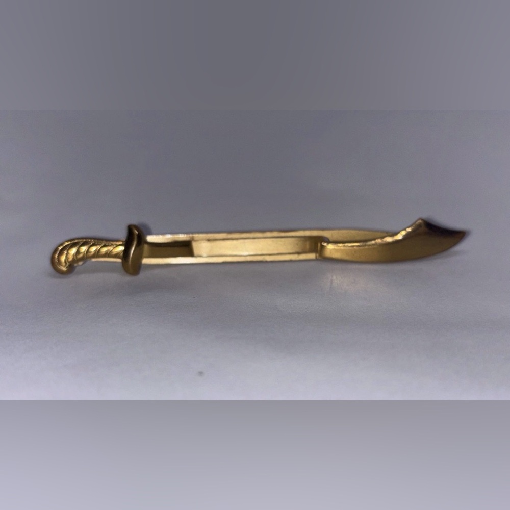 Vintage‎ Folding Tie Bar Clip,  Sword with Gold Tone